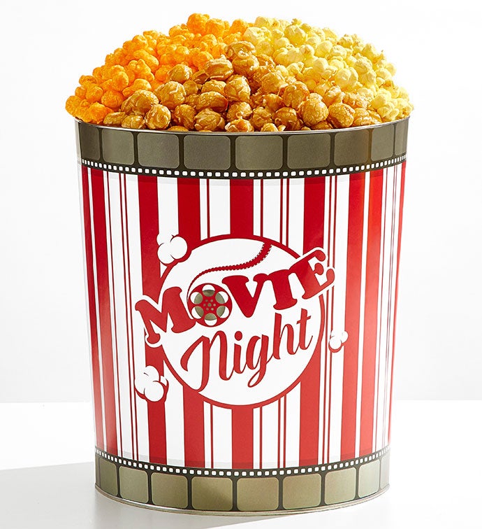 Movie Night 3 1/2 Gallon 3 Flavor Popcorn Tin